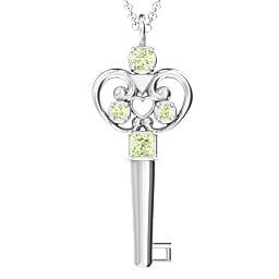 3–5 Stone Accented Key Pendant in 925 Sterling Silver with Peridot and Amethyst