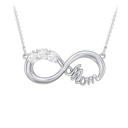 Mom's Infinity Pendant in 925 Sterling Silver with Diamond