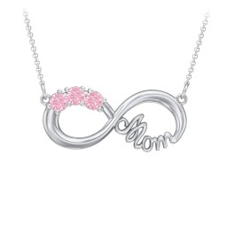 Mom's Infinity Pendant in 925 Sterling Silver with Pink Tourmaline
