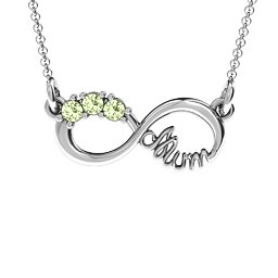 Mum's Infinity Pendant in 925 Sterling Silver with Peridot