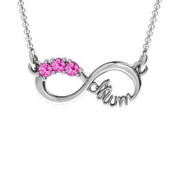 Mum's Infinity Pendant in 925 Sterling Silver with Pink Tourmaline