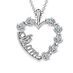 Mom's Heart of Love Pendant in 925 Sterling Silver with Diamond