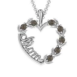 Mom's Heart of Love Pendant in 925 Sterling Silver with Smokey Quartz