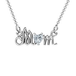 Graceful Mom Heart Birthstone Pendant in 925 Sterling Silver with Diamond