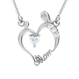 Mother and Child Pendant in 925 Sterling Silver with Diamond