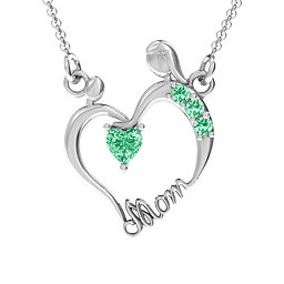 Mother and Child Pendant in 925 Sterling Silver with Emerald