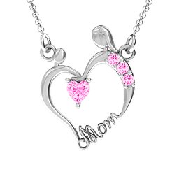 Mother and Child Pendant in 925 Sterling Silver with Pink Tourmaline
