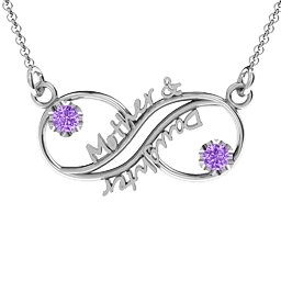Mother and Daughter Infinity Pendant in 925 Sterling Silver with Amethyst