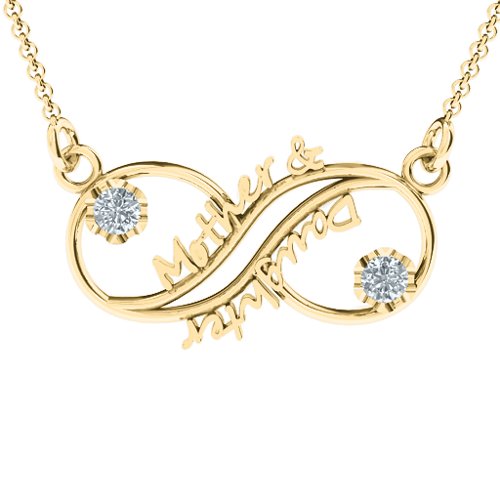 Mother and Daughter Infinity Pendant – 10K Yellow Gold with Cubic Zirconia