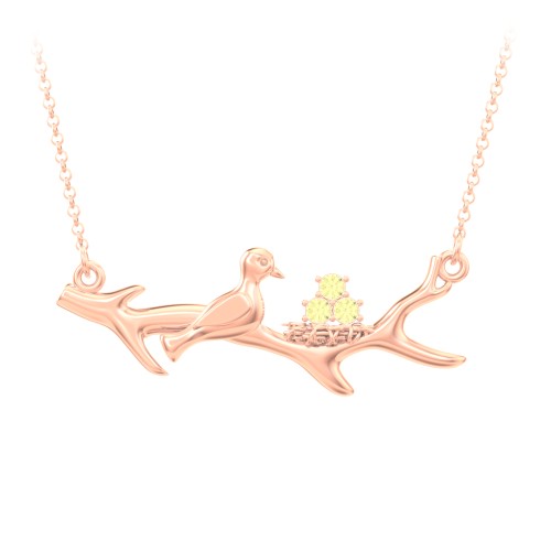 Mother's Nest with 1-5 Stones Pendant – 10K Rose Gold with Citrine