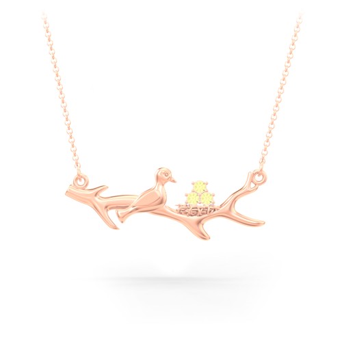 Mother's Nest with 1-5 Stones Pendant – 10K Rose Gold with Citrine