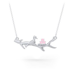 Mother's Nest with 1-5 Stones Pendant in 925 Sterling Silver with Pink Tourmaline and Cubic Zirconia