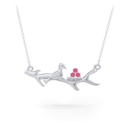 Mother's Nest with 1-5 Stones Pendant in 925 Sterling Silver with Ruby, Cubic Zirconia, and Pink Tourmaline
