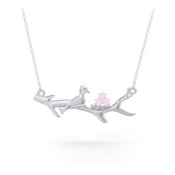 Mother's Nest with 1-5 Stones Pendant in 925 Sterling Silver with Pink Tourmaline and Cubic Zirconia