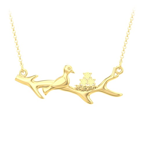 Mother's Nest with 1-5 Stones Pendant – 10K Yellow Gold with Citrine