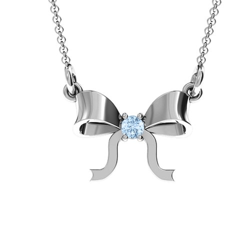 Put A Bow On It Pendant – Sterling Silver with Aquamarine