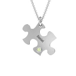 Puzzle Piece of Your Heart Pendant in 925 Sterling Silver with Peridot