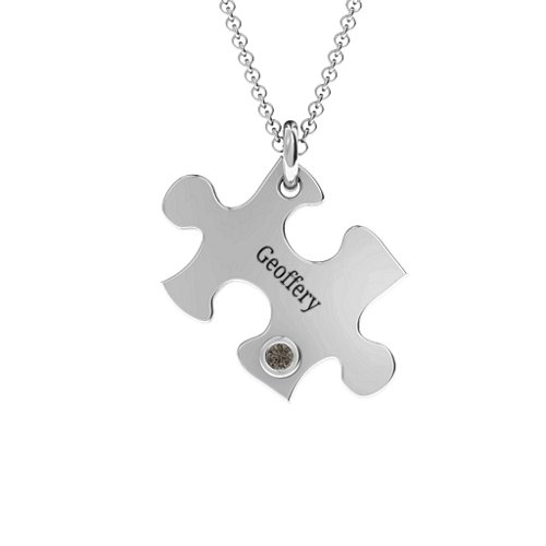 Puzzle Piece of Your Heart Pendant – Sterling Silver with Smokey Quartz