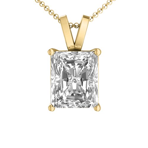 Emerald Cut Solitaire Pendant – 10K Yellow Gold with White Premium Zirconia