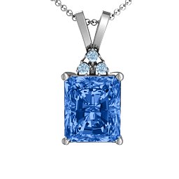 Emerald Cut Solitaire with Accents Pendant