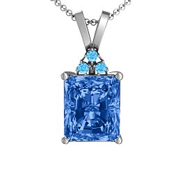 Emerald Cut Solitaire with Accents Pendant