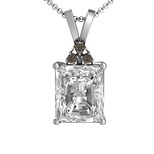 Emerald Cut Solitaire with Accents Pendant