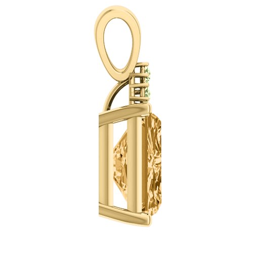 Emerald Cut Solitaire with Accents Pendant – 18K Gold Plated Silver with Fancy Yellow Premium Zirconia and Peridot