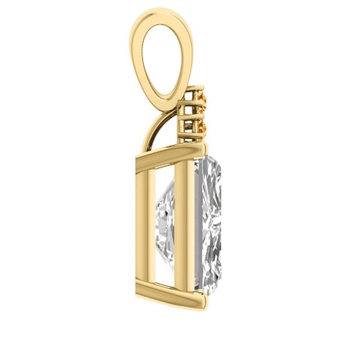 Emerald Cut Solitaire with Accents Pendant – 18K Gold Plated Silver with White Premium Zirconia and Citrine