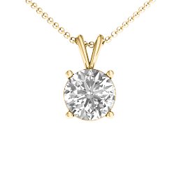 Graceful Round Solitaire Pendant in 18K Gold Plated Silver with White Premium Zirconia