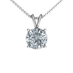 Graceful Round Solitaire Pendant – Sterling Silver with White Premium Zirconia