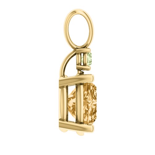 Graceful Round Solitaire with Accent Pendant – 18K Gold Plated Silver with Fancy Yellow Premium Zirconia and Peridot