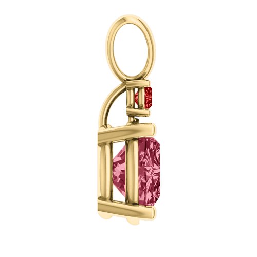 Graceful Round Solitaire with Accent Pendant – 18K Gold Plated Silver with Red Premium Zirconia and Garnet