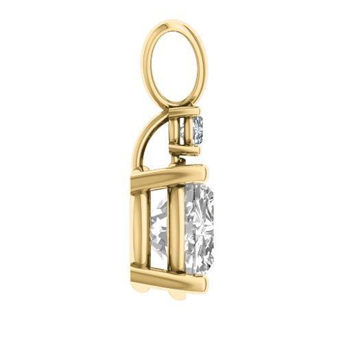 Graceful Round Solitaire with Accent Pendant – 18K Gold Plated Silver with White Premium Zirconia and Cubic Zirconia