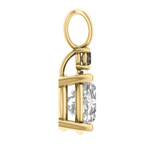 Graceful Round Solitaire with Accent Pendant – 18K Gold Plated Silver with White Premium Zirconia and Smokey Quartz
