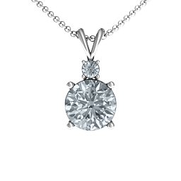 Graceful Round Solitaire with Accent Pendant in 925 Sterling Silver