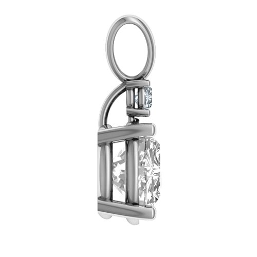 Graceful Round Solitaire with Accent Pendant – Sterling Silver with White Premium Zirconia and Cubic Zirconia
