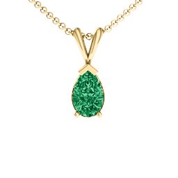 Pear Cut Elegance Pendant in 18K Gold Plated Silver with Emerald