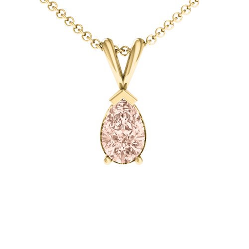Pear Cut Elegance Pendant – 18K Gold Plated Silver with Morganite