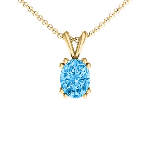 Angelic Oval Cut Pendant – 18K Gold Plated Silver with Blue Topaz