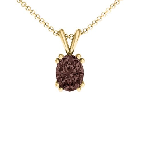 Angelic Oval Cut Pendant – 18K Gold Plated Silver with Fancy Brown Premium Zirconia