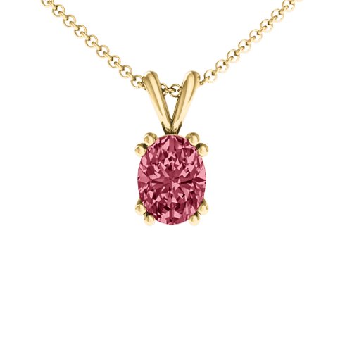 Angelic Oval Cut Pendant – 18K Gold Plated Silver with Red Premium Zirconia