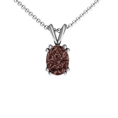 Angelic Oval Cut Pendant – Sterling Silver with Fancy Brown Premium Zirconia