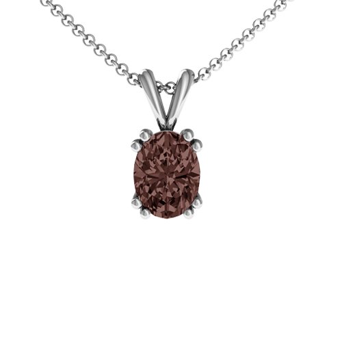 Angelic Oval Cut Pendant – Sterling Silver with Fancy Brown Premium Zirconia