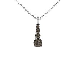 Graduated Line Pendant in 925 Sterling Silver with Smokey Quartz