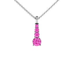 Graduated Line Pendant in 925 Sterling Silver with Pink Tourmaline
