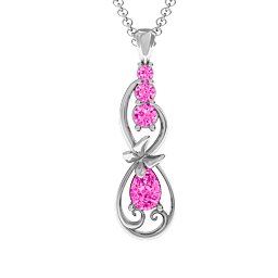Ornate Butterfly Infinity Pendant in 925 Sterling Silver with Pink Tourmaline