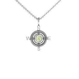 Graduation Compass Pendant in 925 Sterling Silver with Peridot
