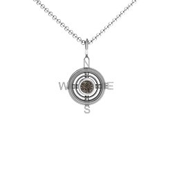 Graduation Compass Pendant in 925 Sterling Silver with Smokey Quartz