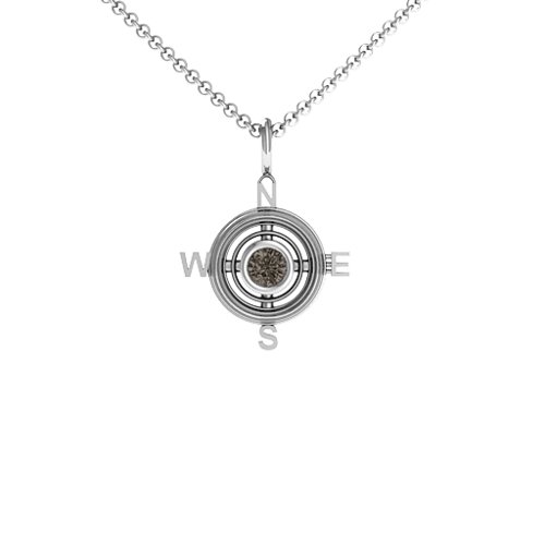 Graduation Compass Pendant – Sterling Silver with Smokey Quartz
