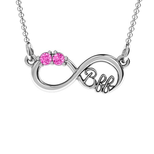 2-4 Stone BFF Infinity Pendant – Sterling Silver with Pink Tourmaline